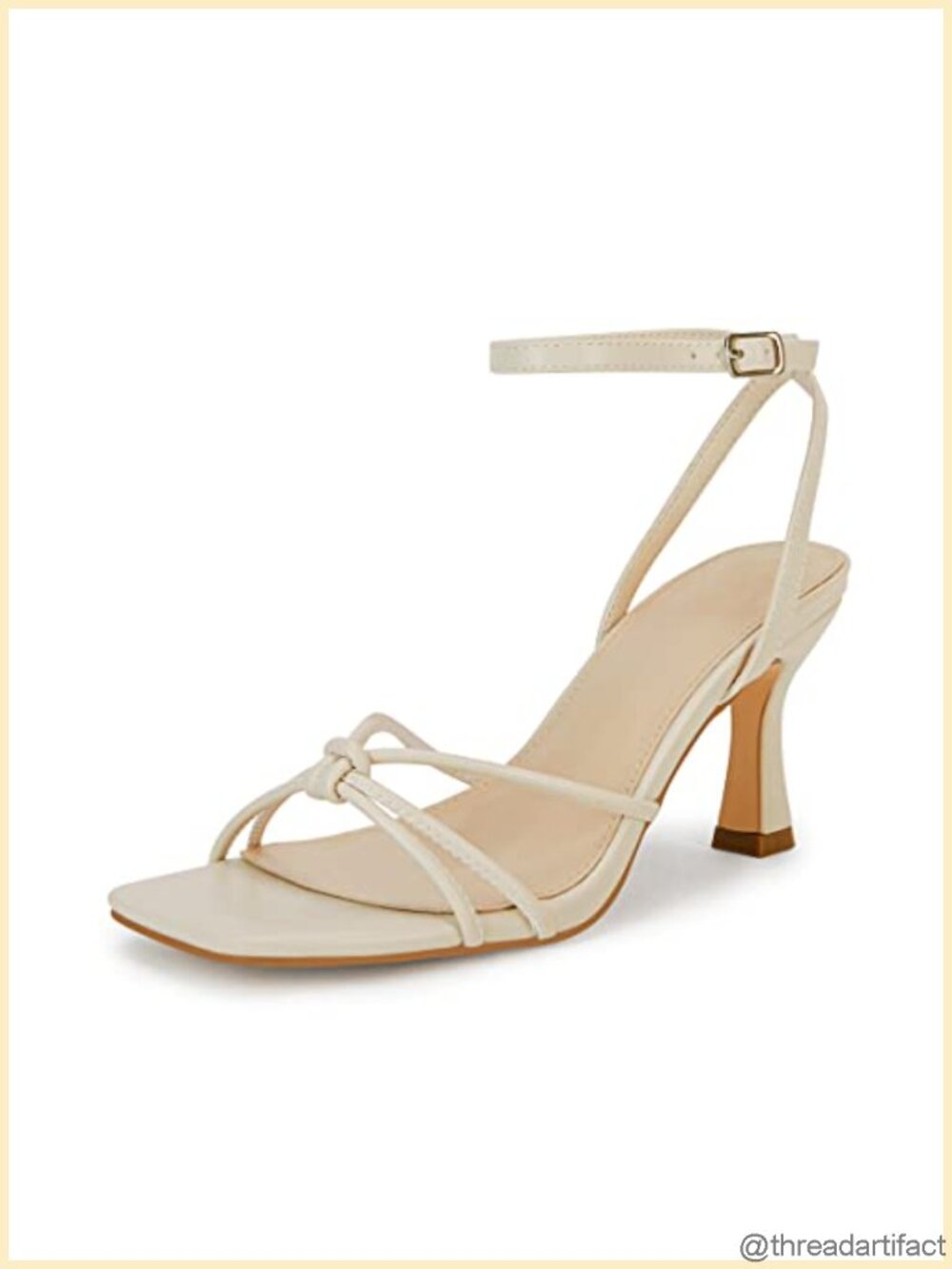 Faux Leather Square Open Toe Kitten Heel Ankle Strap Slingback Sandals
